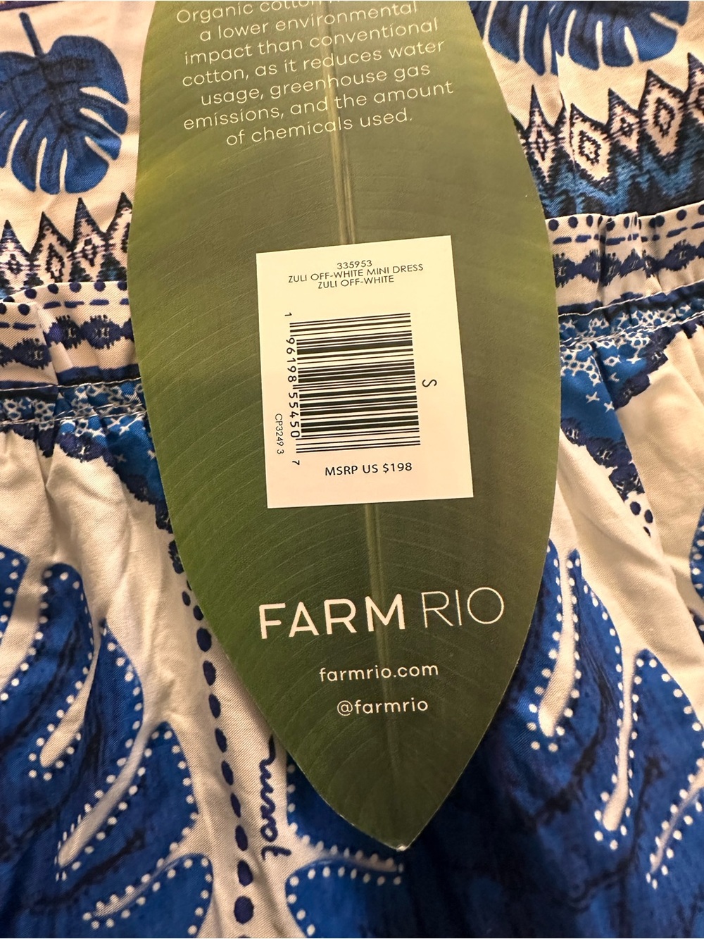 Farm Rio Off-White Zuli Organic Cotton Mini Dress size Small NWT - cute! - Picture 11 of 12